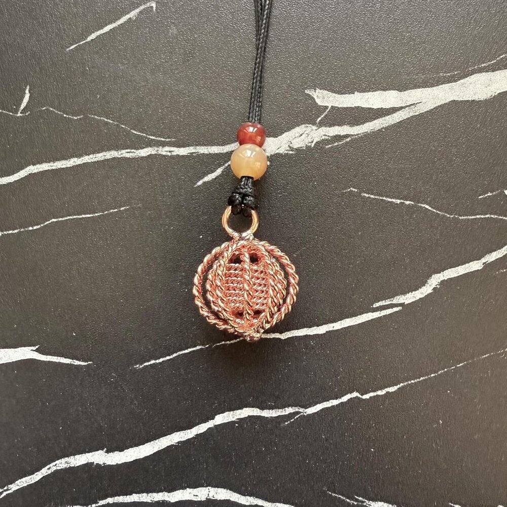 Copper Pendant Necklace Sacred Geometry Energy Sphere Red Agate Jasper Balance - Picture 7 of 7